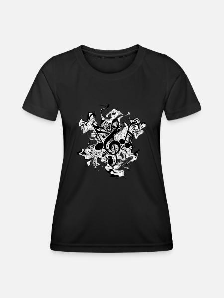 Noten - Frauen Funktions-T-Shirt - Schwarz