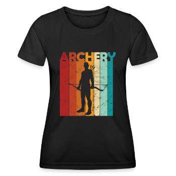 Bogenschießen farbiges wort bogen schißesport - Frauen Funktions-T-Shirt - Schwarz - Vorne - AI Model Female 172 light (172cm)