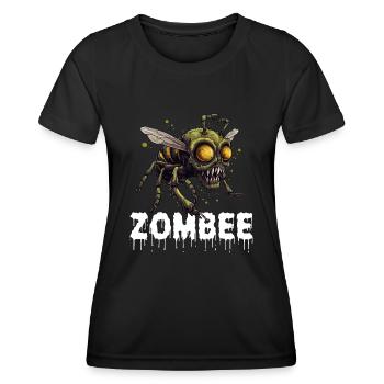Zombee Halloween Horror Monster Zombie Biene Blume - Frauen Funktions-T-Shirt - Schwarz - Vorne - AI Model Female 172 light (172cm)