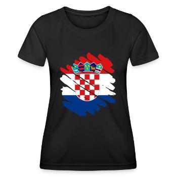 Kroatien Flagge Adria Zagreb Kroatische Fahne - Frauen Funktions-T-Shirt - Schwarz - Vorne - AI Model Female 172 light (172cm)