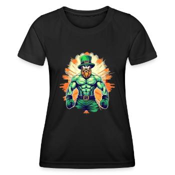 St. Patrick's Day Kleeblatt Bodybuilding - Frauen Funktions-T-Shirt - Schwarz - Vorne - AI Model Female 172 light (172cm)