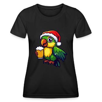 Parrot Christmas Beer Funny - Women's Functional T-Shirt - black - Front - AI Model Female 172 light (172cm)