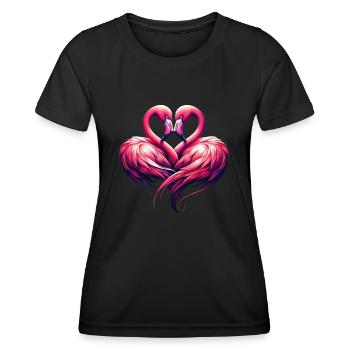 Flamingo diese zwei Flamingos bilden ein Herz - Frauen Funktions-T-Shirt - Schwarz - Vorne - AI Model Female 172 light (172cm)