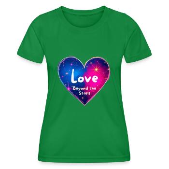 Liebe jenseits der Sterne Herz-Design - Frauen Funktions-T-Shirt - Kelly Green - Vorne - AI Model Female 172 dark (172cm)