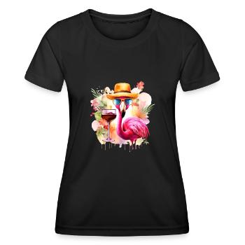 Cooler Flamingo Sonnenbrille Hut Party Alkohol - Frauen Funktions-T-Shirt - Schwarz - Vorne - AI Model Female 172 light (172cm)