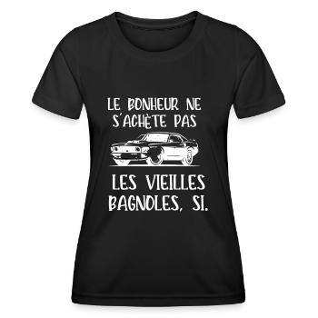 le bonheur ne s'achète pas - T-shirt sport Femme - noir - Devant - AI Model Female 172 light (172cm)