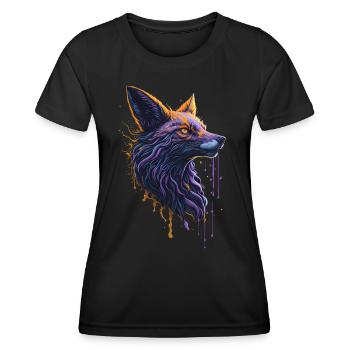 Peinture orange et violette Fox Head Illustration Desi - T-shirt sport Femme - noir - Devant - AI Model Female 172 light (172cm)
