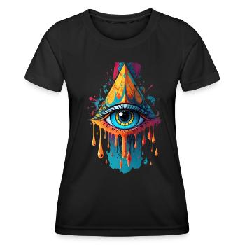 All-Seeing Eye Illustration - Women's Functional T-Shirt - black - Front - AI Model Female 172 light (172cm)
