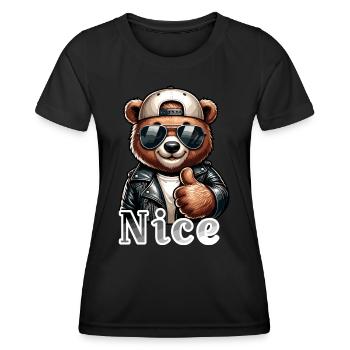 Bär mit Daumen hoch - Frauen Funktions-T-Shirt - Schwarz - Vorne - AI Model Female 172 light (172cm)