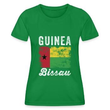 Guinea Bissau Flag Distressed - Women's Functional T-Shirt - kelly green - Front - AI Model Female 172 dark (172cm)