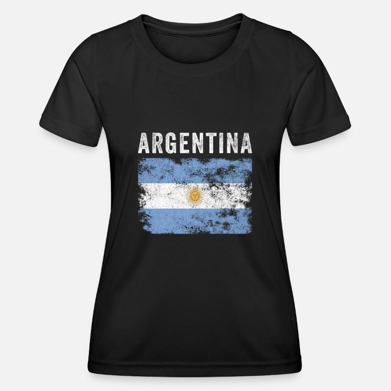 Argentina Flag Distressed Argentine Flag - Women's Functional T-Shirt - black