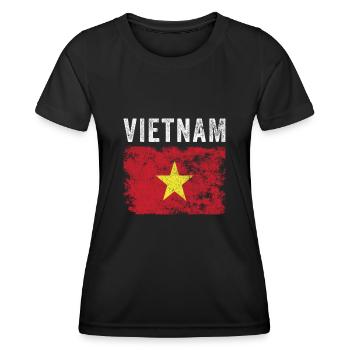 Vietnamesische Flagge Verzweifelte vietnamesische Flagge - Frauen Funktions-T-Shirt - Schwarz - Vorne - AI Model Female 172 light (172cm)
