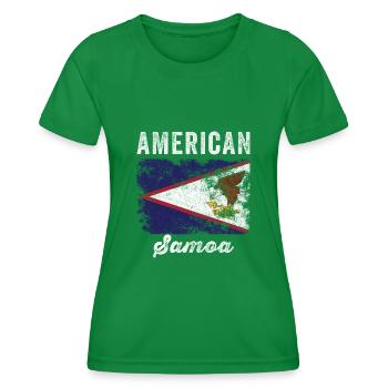 American samoa Flag Distressed - Women's Functional T-Shirt - kelly green - Front - AI Model Female 172 dark (172cm)