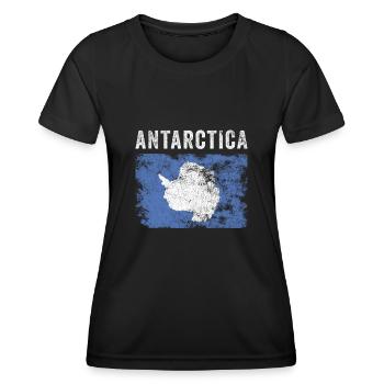 Antarktis-Flagge Vintage - Flagge der Antarktis - Frauen Funktions-T-Shirt - Schwarz - Vorne - AI Model Female 172 light (172cm)