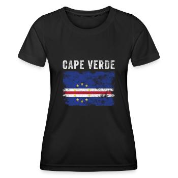 Kapverdische Flagge Distressed - Frauen Funktions-T-Shirt - Schwarz - Vorne - AI Model Female 172 light (172cm)