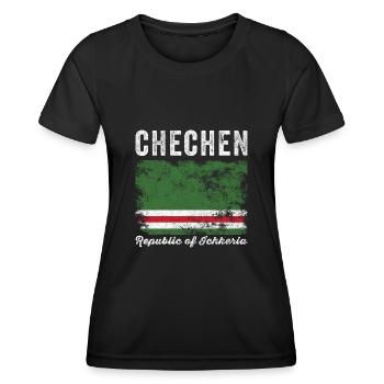 Drapeau tchétchène en détresse - Drapeau du Caucase - T-shirt sport Femme - noir - Devant - AI Model Female 172 light (172cm)