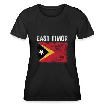 Drapeau du Timor oriental Drapeau timorais en détresse - T-shirt sport Femme - noir - Devant - AI Model Female 172 light (172cm)