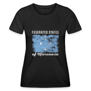 Flagge der Föderierten Staaten von Mikronesien - Frauen Funktions-T-Shirt - Schwarz - Vorne - AI Model Female 172 light (172cm)