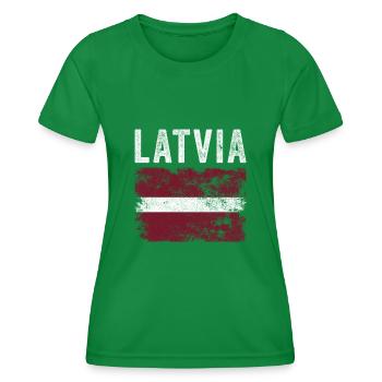 Lettland Flagge Distressed - Lettische Flagge - Frauen Funktions-T-Shirt - Kelly Green - Vorne - AI Model Female 172 dark (172cm)