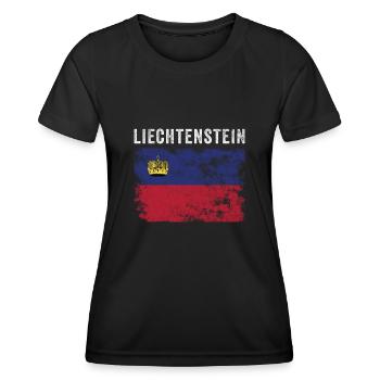 Liechtenstein Flag Distressed - Women's Functional T-Shirt - black - Front - AI Model Female 172 light (172cm)