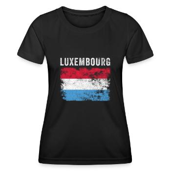 Luxembourg Flag Distressed - Women's Functional T-Shirt - black - Front - AI Model Female 172 light (172cm)