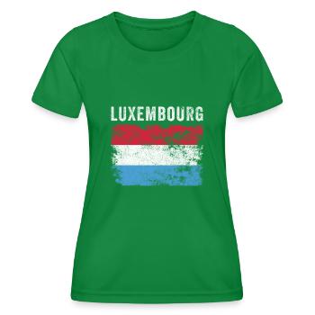 Luxembourg Flag Distressed - Women's Functional T-Shirt - kelly green - Front - AI Model Female 172 dark (172cm)