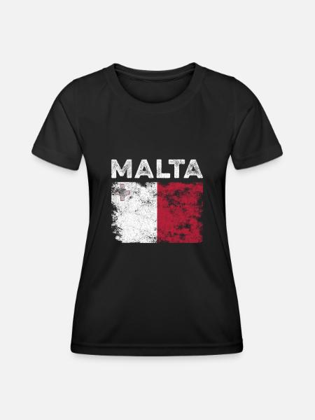 Malta Flag Distressed - Maltese Flag - Women's Functional T-Shirt - black