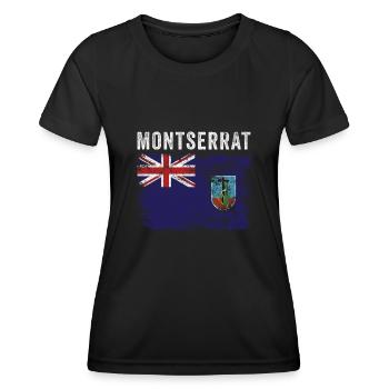 Montserrat Flag Distressed - Women's Functional T-Shirt - black - Front - AI Model Female 172 light (172cm)