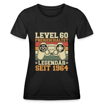 Level 60 freigeschaltet Legendär seit 1964 - Frauen Funktions-T-Shirt - Schwarz - Vorne - AI Model Female 172 light (172cm)