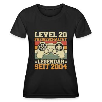 Level 20 freigeschaltet Legendär seit 2004 - Frauen Funktions-T-Shirt - Schwarz - Vorne - AI Model Female 172 light (172cm)