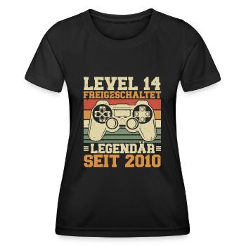 Level 14 freigeschaltet Legendär seit 2010 - Frauen Funktions-T-Shirt - Schwarz - Vorne - AI Model Female 172 light (172cm)