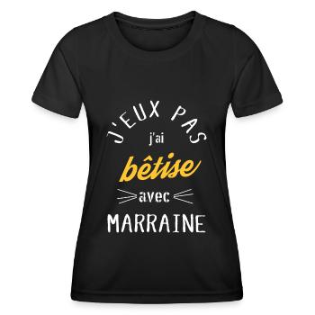J Peux Pas j ai Bêtise avec marraine - T-shirt sport Femme - noir - Devant - AI Model Female 172 light (172cm)