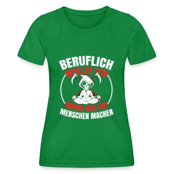 Sensenmann Comedy Tod Schnitter Knochenmann - Frauen Funktions-T-Shirt - Kelly Green - Vorne - AI Model Female 172 dark (172cm)
