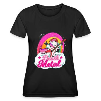 Death Metal Einhorn Geschenk für einen Metal Musik - Frauen Funktions-T-Shirt - Schwarz - Vorne - AI Model Female 172 light (172cm)