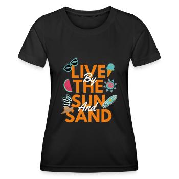Live by the sun and sand - T-shirt sport Femme - noir - Devant - AI Model Female 172 light (172cm)