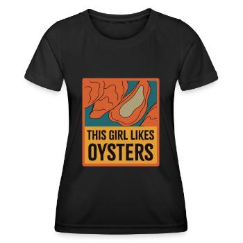 Girl Likes Oysters and Wine Seafood Chef - T-shirt sport Femme - noir - Devant - AI Model Female 172 light (172cm)