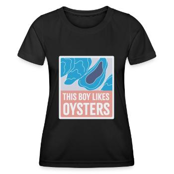 Boy Likes Huîtres Fruits de mer Chef Nature - T-shirt sport Femme - noir - Devant - AI Model Female 172 light (172cm)
