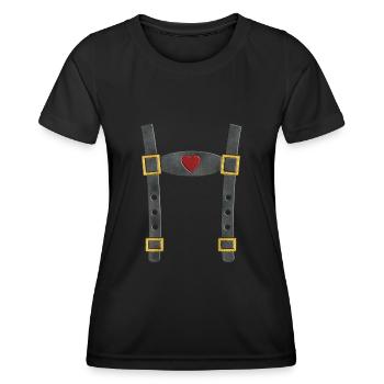 Bayern Fake Tracht Lederhose - Frauen Funktions-T-Shirt - Schwarz - Vorne - AI Model Female 172 light (172cm)