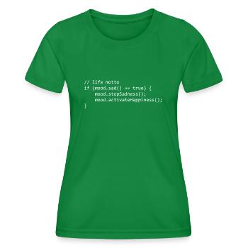 life motto for a programmer/informaticien - T-shirt sport Femme - vert - Devant - AI Model Female 172 dark (172cm)