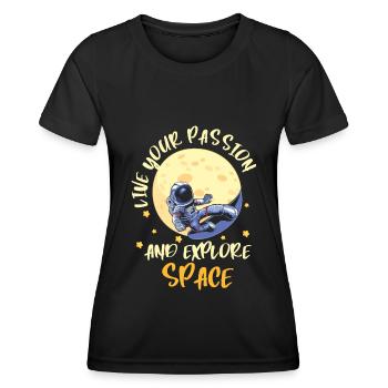Space Shuttle Schwerelos Stern Planet - Frauen Funktions-T-Shirt - Schwarz - Vorne - AI Model Female 172 light (172cm)