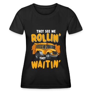 Bus Beruf Arbeit Transport - Frauen Funktions-T-Shirt - Schwarz - Vorne - AI Model Female 172 light (172cm)