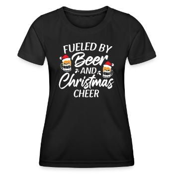 Rempli de bière et de joie de Noël1 - T-shirt sport Femme - noir - Devant - AI Model Female 172 light (172cm)