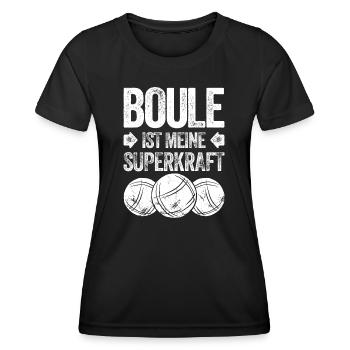 La boule est mon super pouvoir ! Joueur de pétanque - T-shirt sport Femme - noir - Devant - AI Model Female 172 light (172cm)
