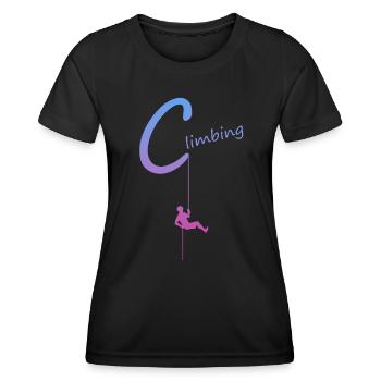 climbing, abseilen, klettern, kletterer - Frauen Funktions-T-Shirt - Schwarz - Vorne - AI Model Female 172 light (172cm)