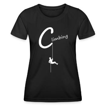 climbing, abseilen, klettern, kletterer - Frauen Funktions-T-Shirt - Schwarz - Vorne - AI Model Female 172 light (172cm)