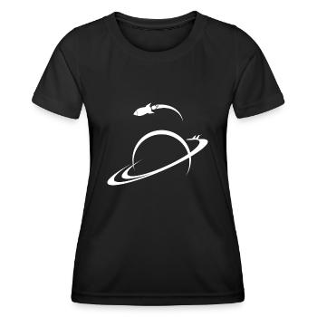 Space Ship Planet Earth Saturn Universe Shuttle - Women's Functional T-Shirt - black - Front - AI Model Female 172 light (172cm)