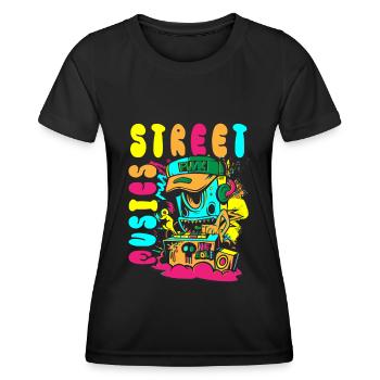 Pulvérisateur urbain Streetwear Streetstyle - T-shirt sport Femme - noir - Devant - AI Model Female 172 light (172cm)