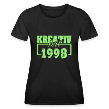 Jahr 1998 - Frauen Funktions-T-Shirt - Schwarz - Vorne - AI Model Female 172 light (172cm)