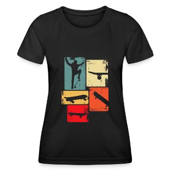 Skater Skateboard Stunt Skater Jungen - Frauen Funktions-T-Shirt - Schwarz - Vorne - AI Model Female 172 light (172cm)