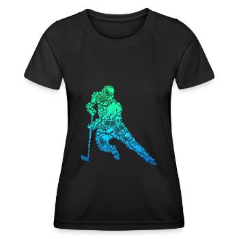Eishockey Eishockeyspieler Jungen Kinder - Frauen Funktions-T-Shirt - Schwarz - Vorne - AI Model Female 172 light (172cm)